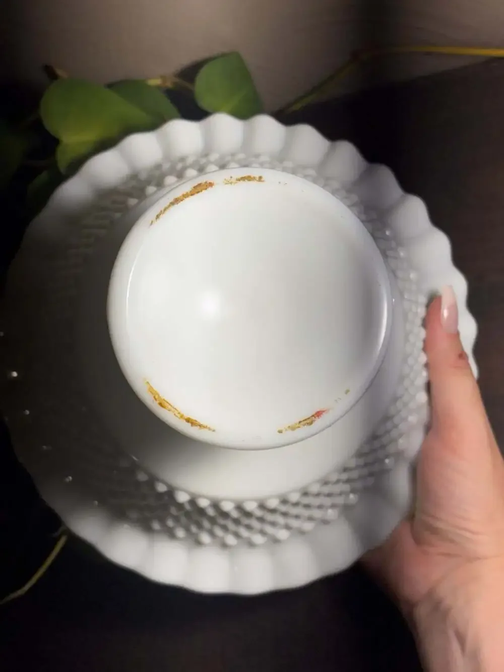 Vintage Fenton White Milk Glass Hobnail Pedestal Compote Bowl